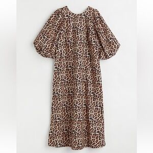H&M Light beige/leopard print puff sleeved dress